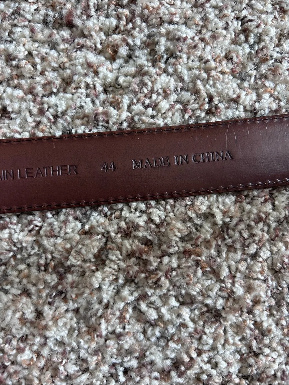 Mens Brown Genuine GrainLeather Belt with Contrast Stitching Size 44